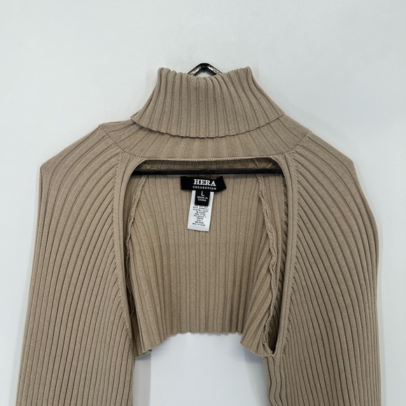 Hera Collection Turtleneck Ribbed Knit Balloon Sleeve Shrug - Picture 1 of 7